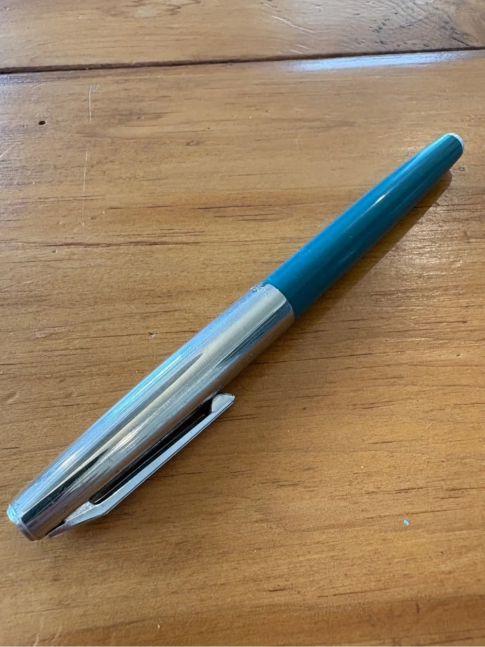 Vintage Wing Sung 703 Fountain Pen Blue Chrome Trim Chinese Pen